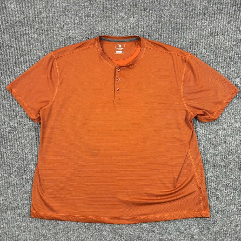 Flatwood Threads Mens Henley Shirt Size 2XL Orange Performance Short Sleeve